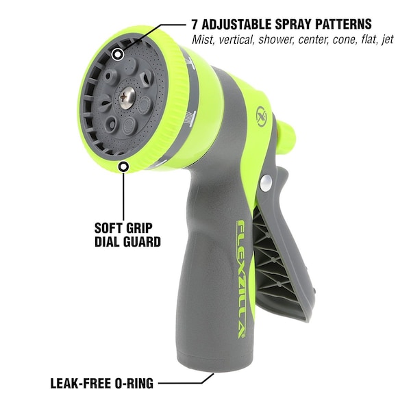 Heavy-Duty 7-Pattern Pistol Grip Garden Hose Nozzle